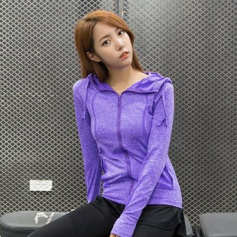 Women Yoga Jacket Long Sleeve Hooded Zipper Coat Quick-Drying Comfortable Sport Running Slim Fitness Workout Clothing - intl  