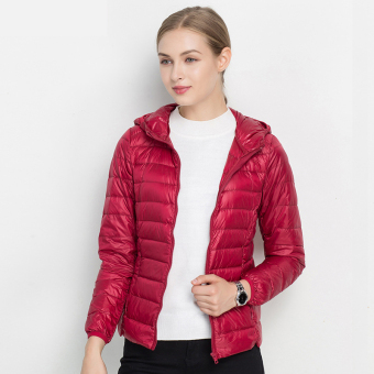 Womens 18 colors thin Wind Ladies zip Jacket Lightweight slim coat Autumn Winter Outfits  – dark red  