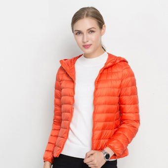 Womens 18 colors thin Wind Ladies zip Jacket Lightweight slim coat Autumn Winter Outfits  – orange  