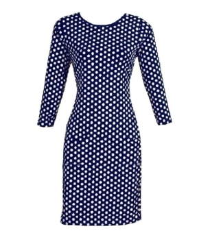 Women's 3/4 Sleeve Polka Dot Bodycon Slim Party Tunic Pencil Mini Dress S-XXL (Blue) - intl  