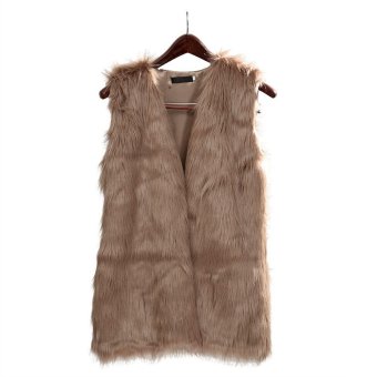 Women's Brown Plus Size Faux Fur Vest Special Slim long fuax fur Coat women XXL Top Rabbit Fur femme Vest Long Coat  
