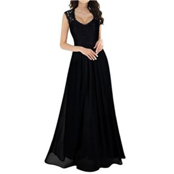 Women's Casual Deep- V Neck Sleeveless Vintage Maxi Dresses Black - intl  