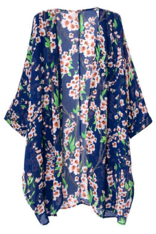 Women's Chiffon Floral Printed Loose Kimono Cardigan Summer Beach Sun Protection Top S  