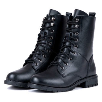 Women's Cool Black PUNK Military Army Knight Lace-up Short Boots Shoes (Multicolor)  