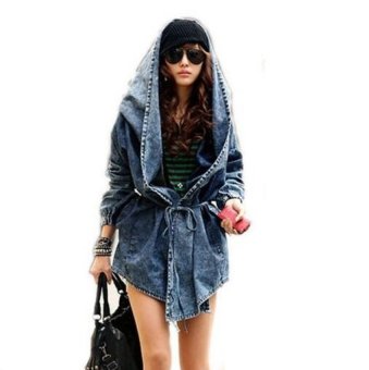 Womens Denim Hoodie Outerwear Hooded Jeans Coat - intl  