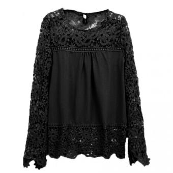 Women's Elegant Floral Lace Hollow Out Long Sleeves Tee Shirt Top Blouse - intl  