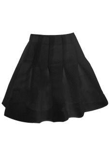 Women's Fashion Mesh Thicken A-Line Waist Skater Flared Pleated Short Mini Skirt Black Size S  