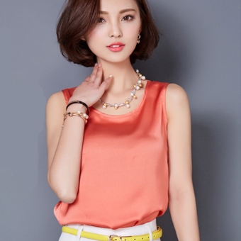 Women's Fashion Silk Imitation Vest Shirt (Orange) - intl  