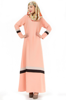 Womens Fshion Muslim Big skirt Kaftan Dress (Orange)  