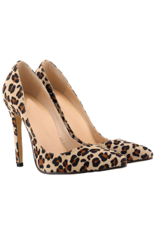Women's High Heels Pointed Toe Platform Pumps PU Leather Stiletto Court Shoes(Leopard)  
