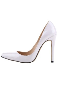 Women's High Heels Pointed Toe Platform Pumps Stiletto Sandal Court Shoes (White)  