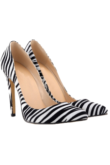 Women's High Heels Pointed Toe Platform Pumps Zebra Pattern PU Leather Stiletto Court Shoes  