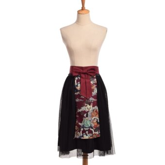 Women's Kimono Mesh Bubble Skirt (Black) - intl  