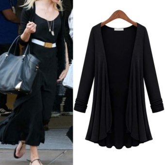 Womens Lady Trendy Long Sweater Knitwear Cardigan Shawl Outwear Black 2XL - intl  