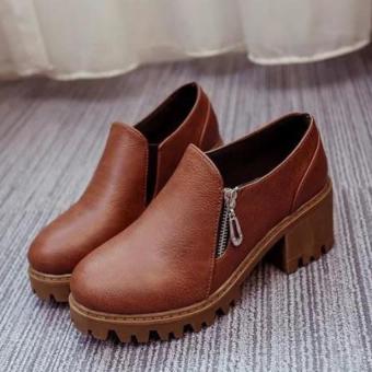 Women's Leather Shoes Flat Shoes Sneaker (Brown) - Intl  
