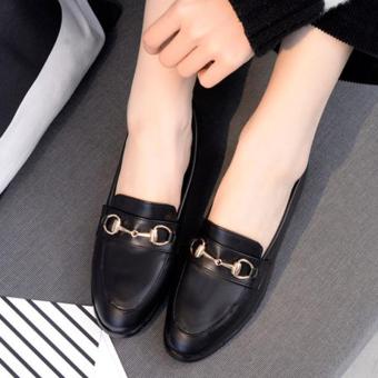 Women's Pointed Toe Flat Loafers Retro Work Shoes with Buckle - intl  