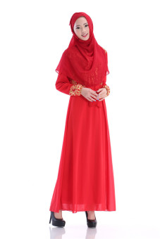 Womens Printed Islamic dress Kaftan Muslim Maxi Dress (Intl)  