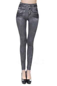 Women's Slim Leggings Jean Jeggings With 2 Real Pockets Pencil Pants (Grey)  