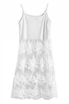 Women's Spaghetti Strap Lace Camisole Tank Top Dress White  