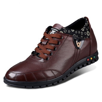X1361-1 2.36 Inches Taller Casual Height Increase Elevated Leather Shoes Fashion Sneakers-Lace Up (Dark Brown) - Intl  