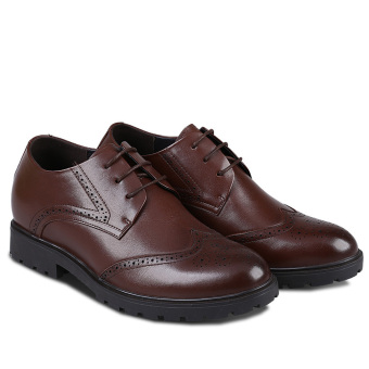 X7985-1 Taller 7cm Men's Height Increasing Elevator Leather Shoes(Brown) - intl  