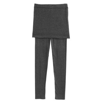 Yidabo Korea Women's Skirt Leggings Footless Cotton Pleated Tights Stretch Long Pants (Dark Gray)  
