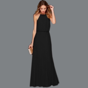Yidabo Stylish Lady Women's Sexy O-neck Sleeveless Back Hollow Out Long Dress ( Black) - intl  