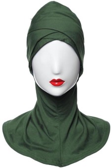 Yika Cotton Muslim Inner Hijab Islamic Full Cover Hat Underscarf One Size (Army Green) - Intl  