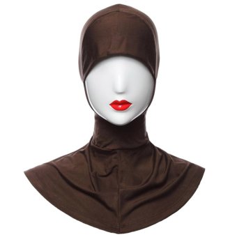 Yika Islamic Muslim Full Cover Inner Hijab Caps Split Long Underscarf Hats (Coffee)  