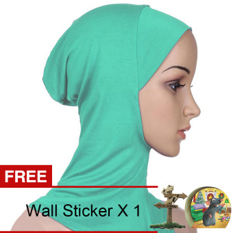 Yika Muslim Cotton Hijab Islamic Underscarf Hat (Cornflower Blue) [Buy 1 Get Freebie] - intl  