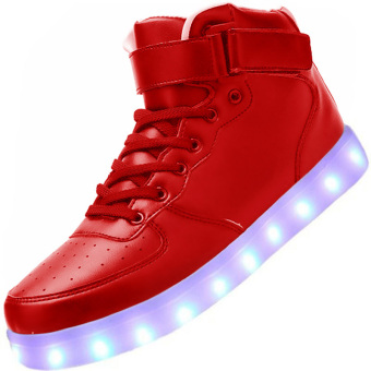 Yika Unisex LED Light Lace Up Sneaker Luminous Shoes (Red) - Intl  