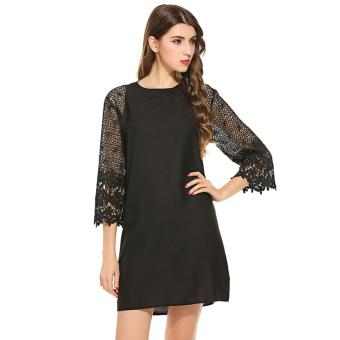 Yika Women 3/4 Sleeve Lace Chiffon Mini Dress - intl  