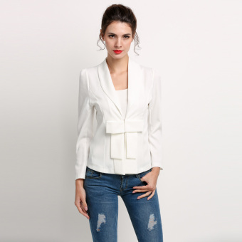 Yika Women Big Bowknot Slim Suit Jacket (White) - intl  