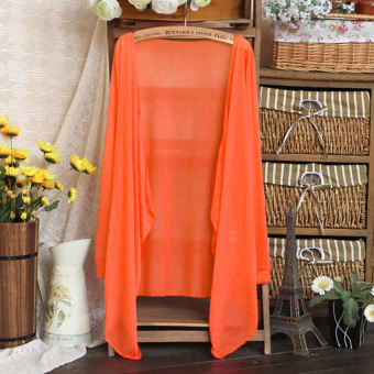 Yika Women Long Sleeve Asymmetric Hem Front Open Cardigan (Orange) - intl  