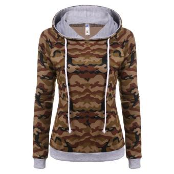 Yika Women Raglan Long Sleeve Camouflage Hoodie - intl  