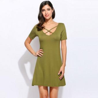 Yika Women Short Sleeve V Neck Dress - intl  