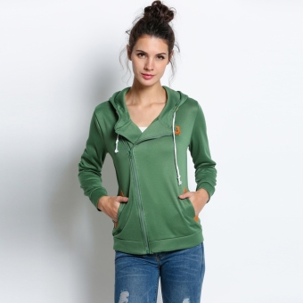 Yika Women Zipper Long Sleeve Hoodie (Green) - intl  