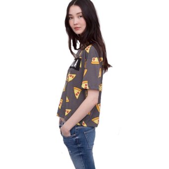 Yimi Cake Print No DRAMA Letter Women Round Neck Short Sleeve T Shirts (Intl)  