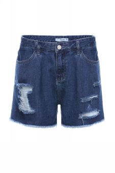 Yishion Destructed denim shorts A -Blue-  