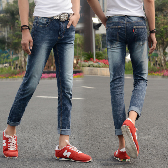 YONGENT Mens Stretch Slim Fit Tapered Leg Cropped Korean Brand Jeans 5720 (Intl)  