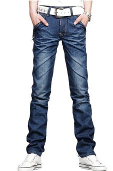 YONGENT Men's Stylish Slim Fit Straight Leg Jeans Trousers Blue 118  