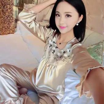 You've Kimono set Brocade san 88A Sleepwear Gold Baju tidur set wanita  