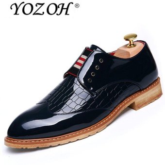 YOZOH Fashion Bullock Business Casual Men Shoes,Summer breathable British male shoes-Blue - intl  