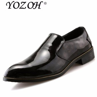 YOZOH Men's business shoes,Patent leather glossy leather shoes-Black - intl  