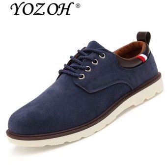 YOZOH Men's England Retro Low Shoe Shoe Men's Casual Leather Shoes-Blue - intl  