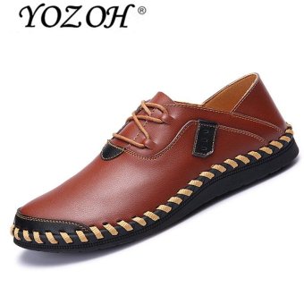 YOZOH Men's leather shoes business casual shoes, British youth shoes-Brown - intl  