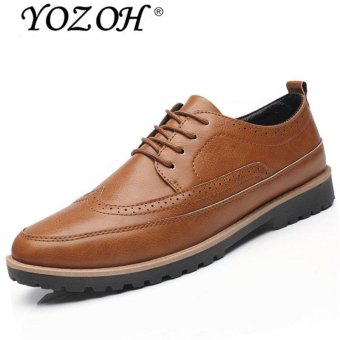YOZOH Spring and autumn new pointed shoes men casual shoes Bullock shoes-Brown - intl  