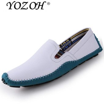 YOZOH Spring and summer men Loafers,Fashion leather shoes soft bottom casual shoes-White - intl  