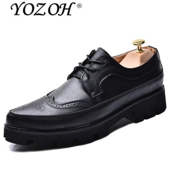 YOZOH Spring Bullock carved men's shoes British casual shoes-Black - intl  