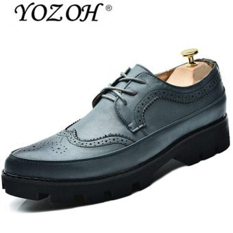YOZOH Spring Bullock carved men's shoes British casual shoes-Blue - intl  